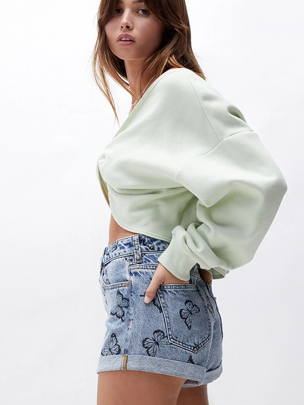 Pacsun Eco Butterfly Stamp Mom Shorts- 26 - Picture 3 of 10